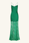 Elle Silk Lace Cowl Maxi Dress Emerald Green