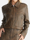 Lennie Leather Biker Jacket Worn Brown