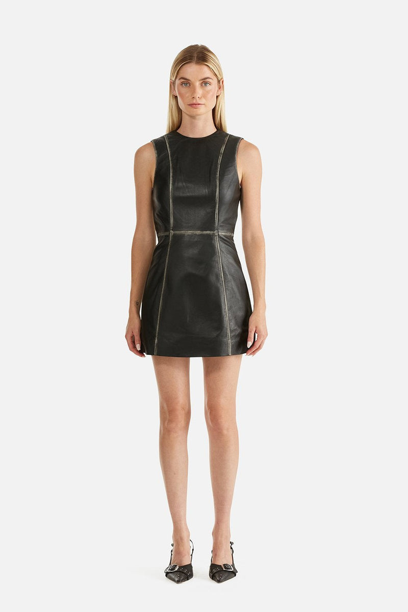 Billie Leather Dress Black/Birch