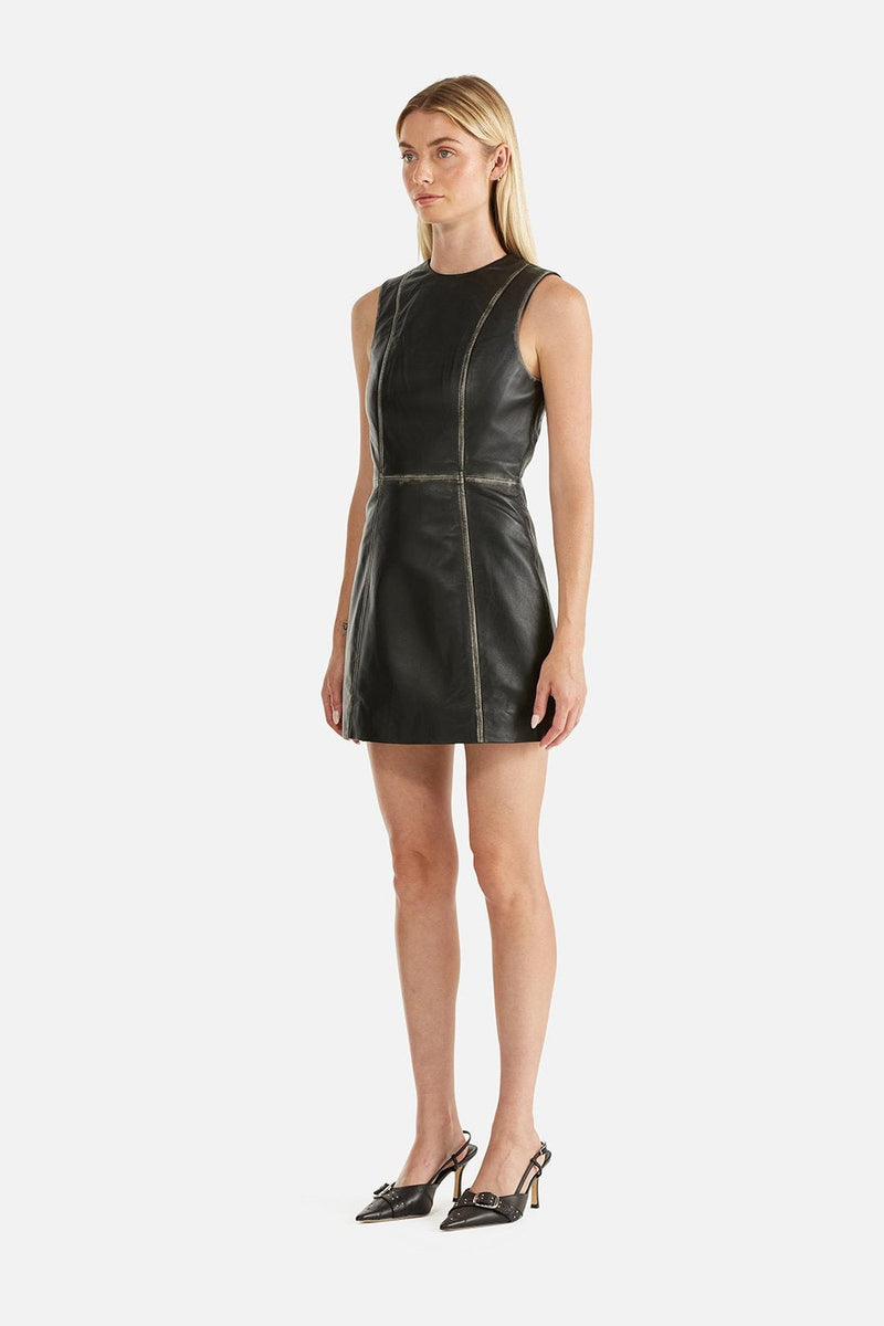 Billie Leather Dress Black/Birch