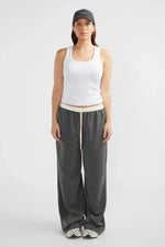 Milla Relaxed Trouser Charcoal Pinstripe