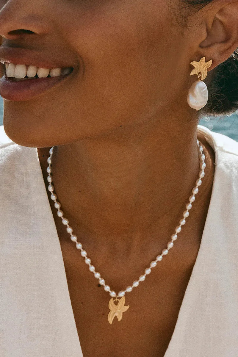 Starfish Pearl Drops Gold