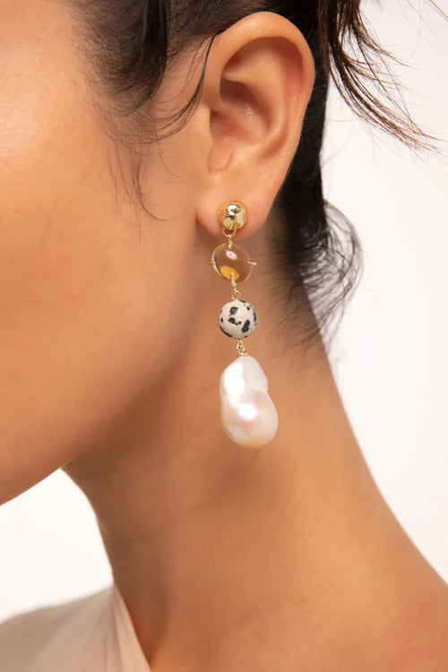 Mixed Bag Pearl Drop Earrings 18K Gold Plating
