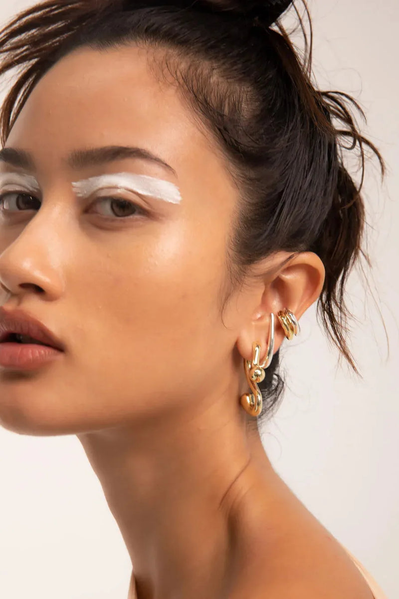 S-Bend Earrings 18K Gold Plating