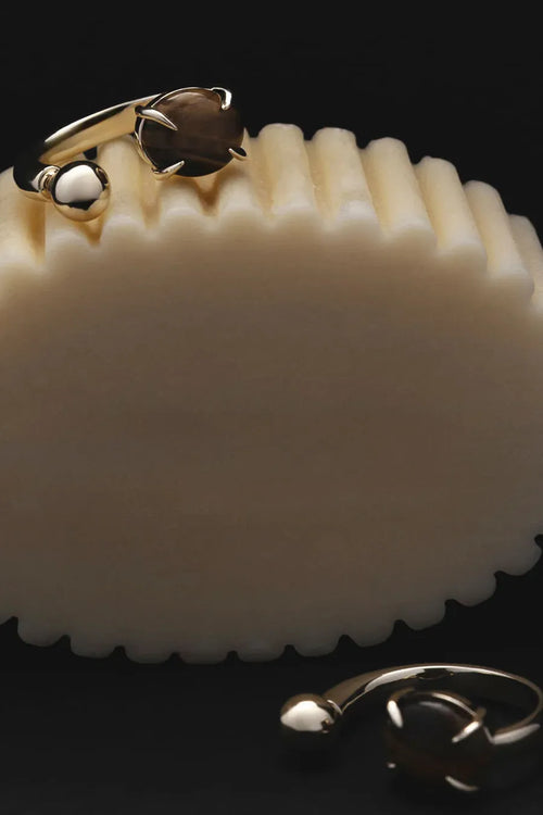 Accord Punk Earrings Tiger's Eye 18K Gold Plating