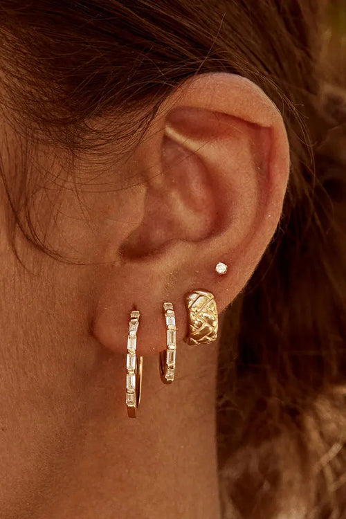 Crystal Baguette Maxi Hoops Gold