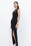 Mira Asym Knit Maxi Dress Black