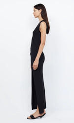 Mira Asym Knit Maxi Dress Black
