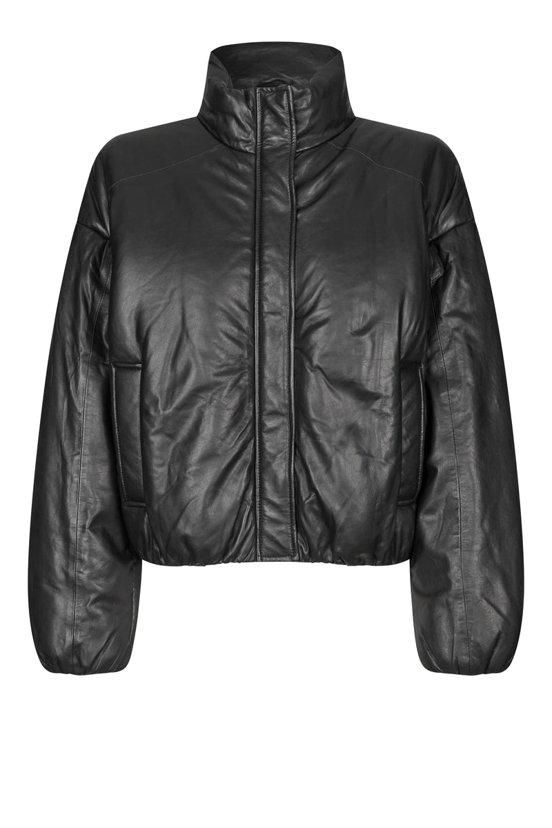 Harlow Leather Bomber Jacket Black