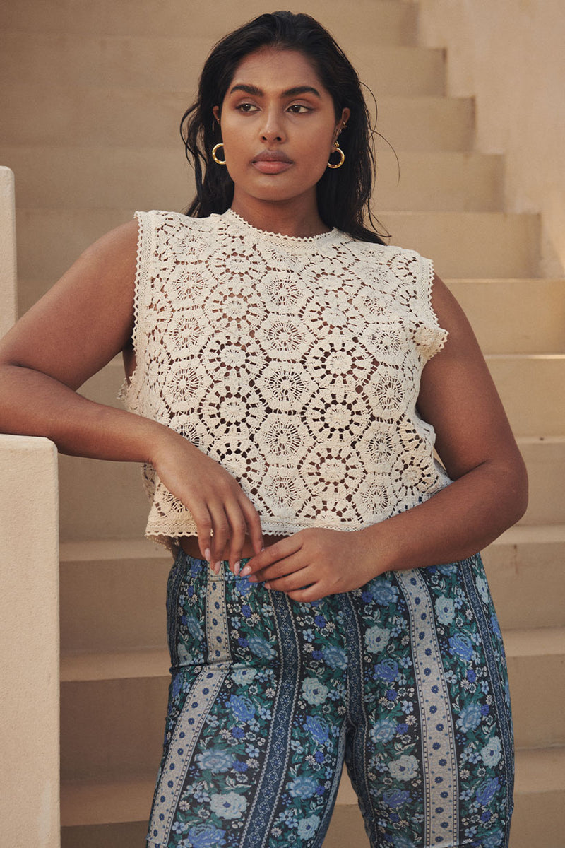 Helena Crochet Lace Top Cream