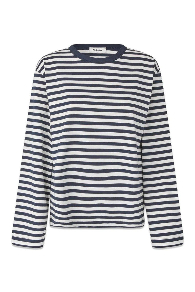 Hellen LS Stripe T-Shirt Navy Sky Soft White Stripe