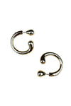 Gold hoop earrings on a white background