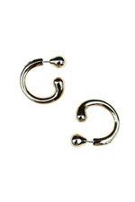 Gold hoop earrings on a white background