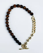 Primal Statement Necklace Tiger's Eye 18K Gold Plating