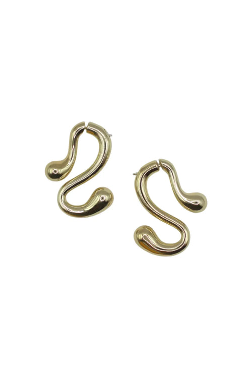 Gold hoop earrings on a white background
