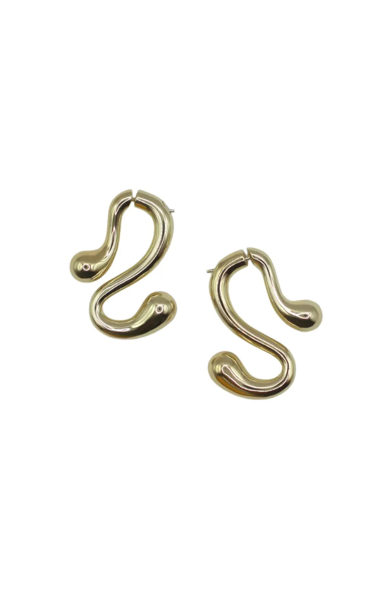 Gold hoop earrings on a white background