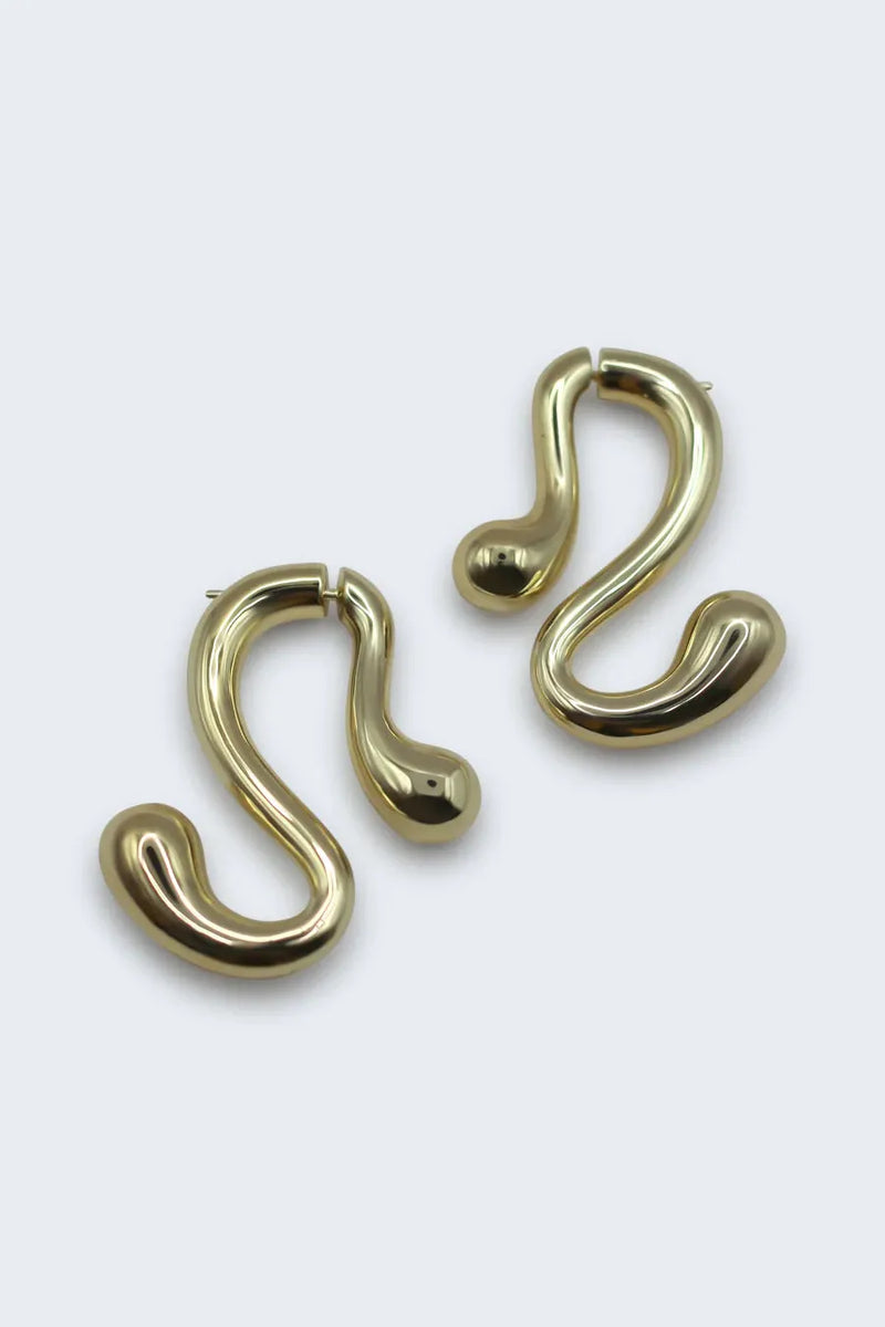 S-Bend Earrings 18K Gold Plating