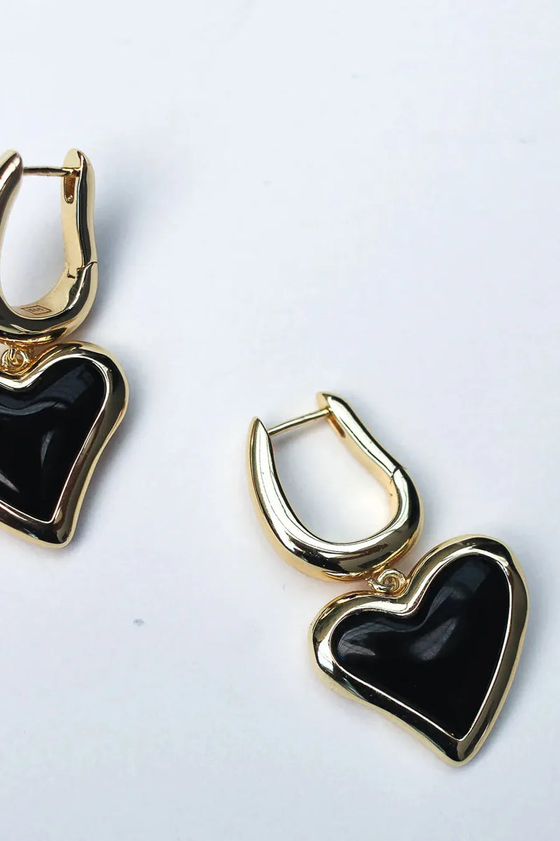 Whitney Heart Charm Earrings 18K Gold Plating