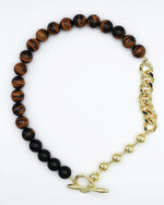 Primal Statement Necklace Tiger's Eye 18K Gold Plating