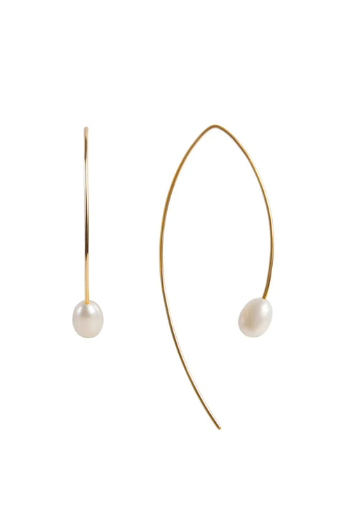 Pearl Curve Earrings Gold