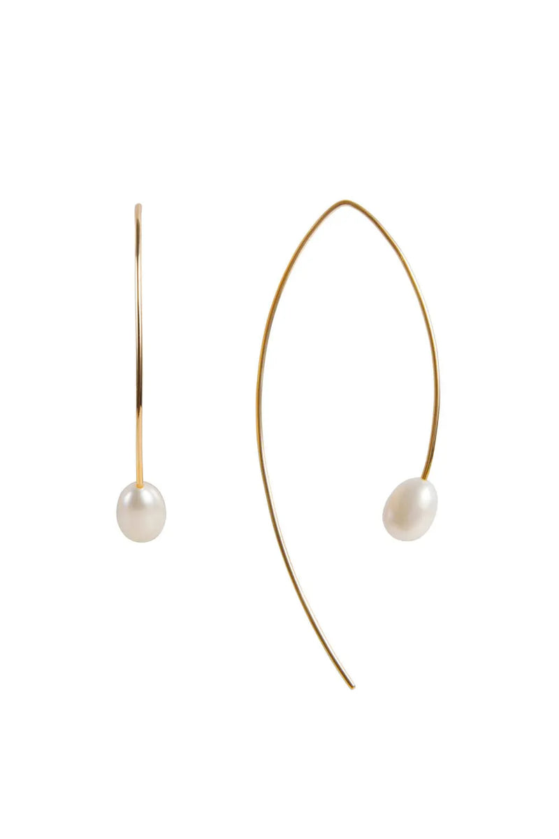 Pearl Curve Earrings Gold