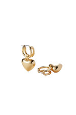Puffy Heart Huggie Earrings Gold