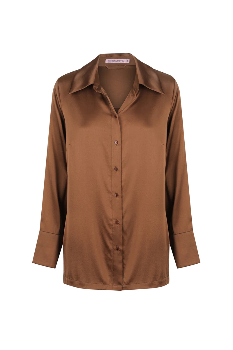 Jules Classic Silk Shirt Walnut