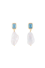 Blue Topaz Keshi Drops Gold