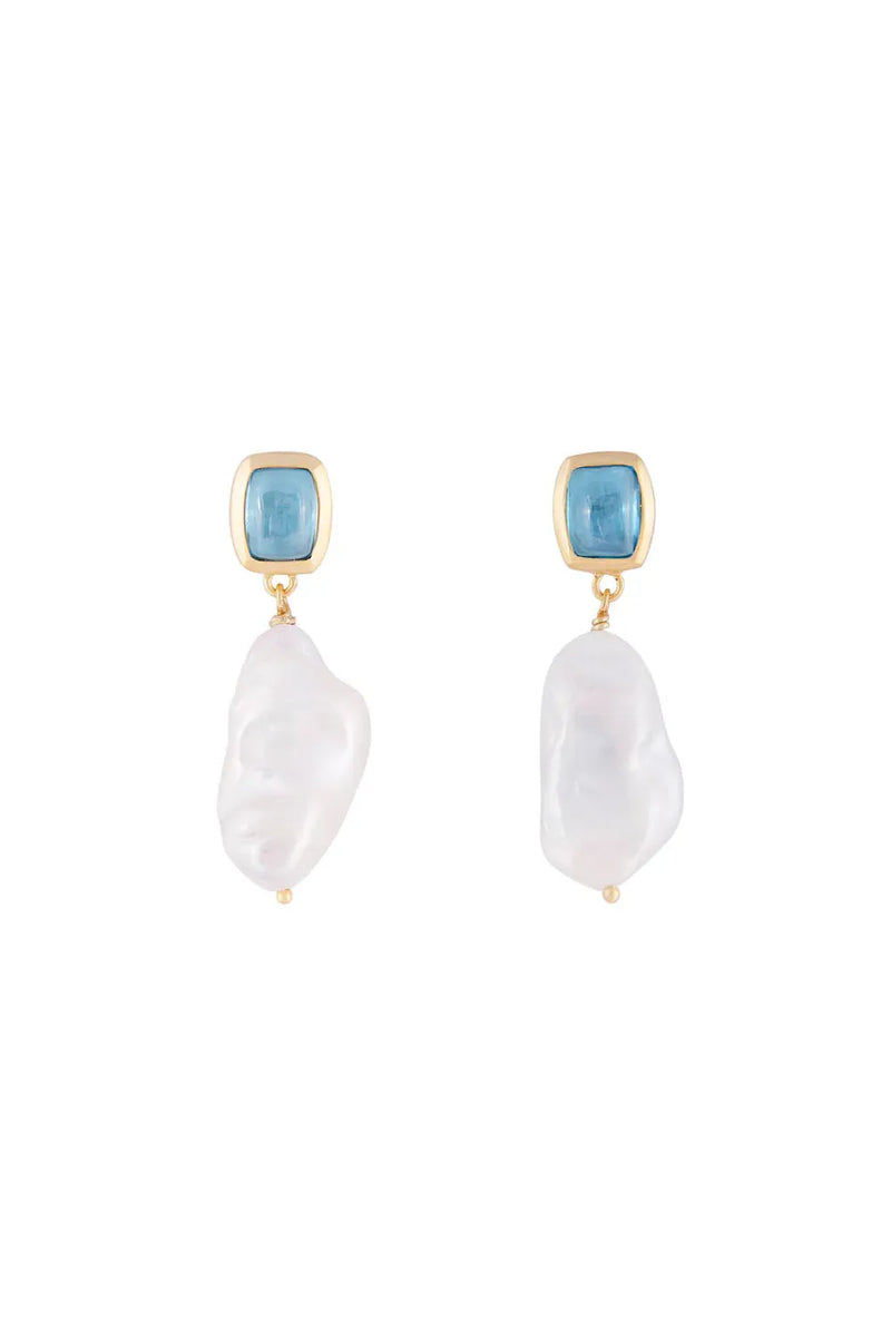 Blue Topaz Keshi Drops Gold