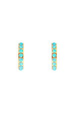 Blue Opal Crystal Midi Hoops Gold