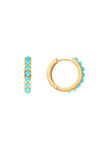 Blue Opal Crystal Midi Hoops Gold