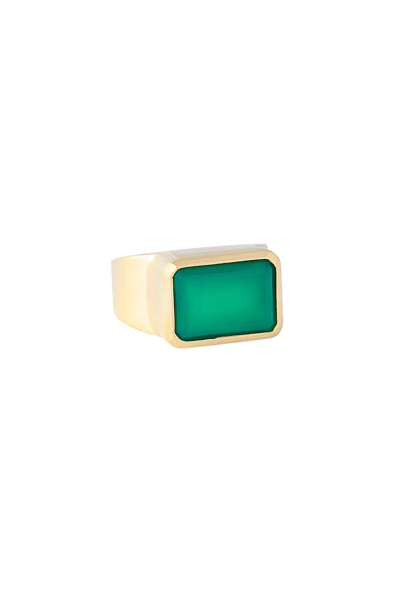 Green Agate Cocktail Ring Gold