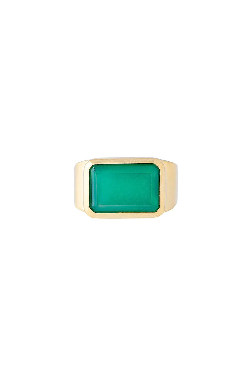 Green Agate Cocktail Ring Gold