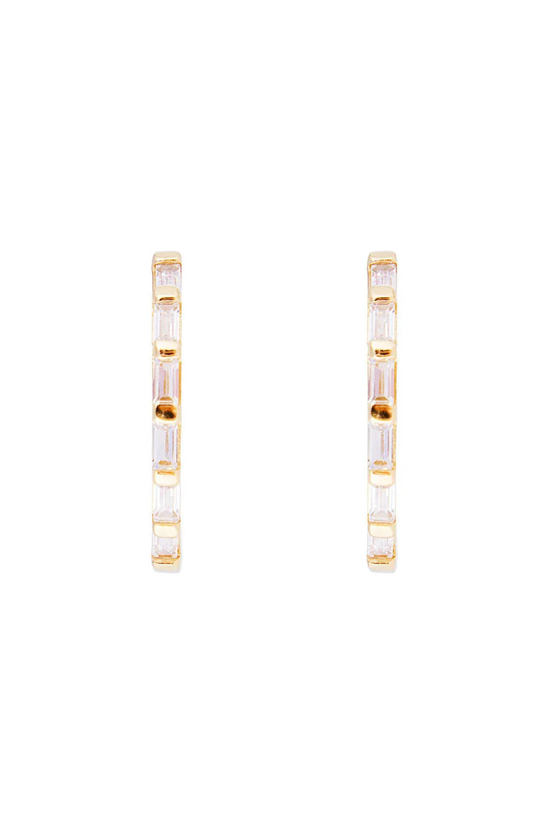 Crystal Baguette Maxi Hoops Gold