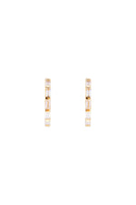 Crystal Baguette Midi Hoops Gold