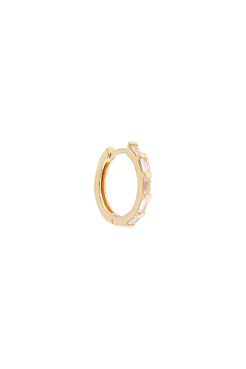 Crystal Baguette Midi Hoops Gold
