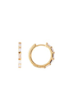 Crystal Baguette Midi Hoops Gold