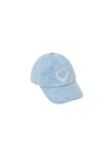 Light blue baseball cap with a white logo on a light gray background