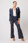 Getty Ponte Pants in Navy Check