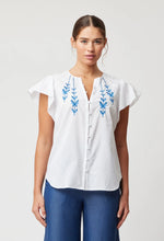 Scala Embroidered Cotton Top in White