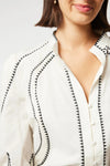 Meridian Embroidered Cotton Shirt in Porcelain