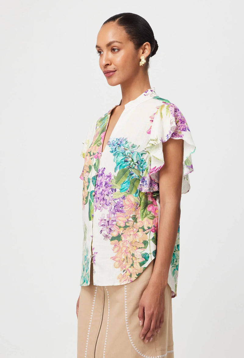 Tierra Linen Viscose Top in Wisteria Alba