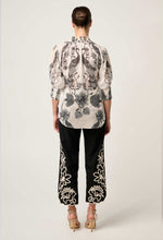 Oleander Cotton Silk Shirred Blouse in Imperial Stone