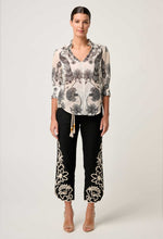 Oleander Cotton Silk Shirred Blouse in Imperial Stone