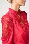 Oleander Cotton Silk Blouse in Ruby