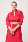 Oleander Cotton Silk Blouse in Ruby