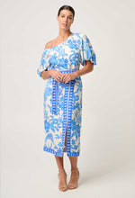 Juno Viscose One Shoulder Top in Azure Mosaic