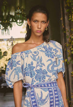 Juno Viscose One Shoulder Top in Azure Mosaic