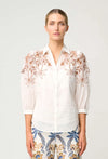 Callisto Cotton Embroidered Shirt in Ivory-Dune
