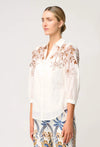 Callisto Cotton Embroidered Shirt in Ivory-Dune